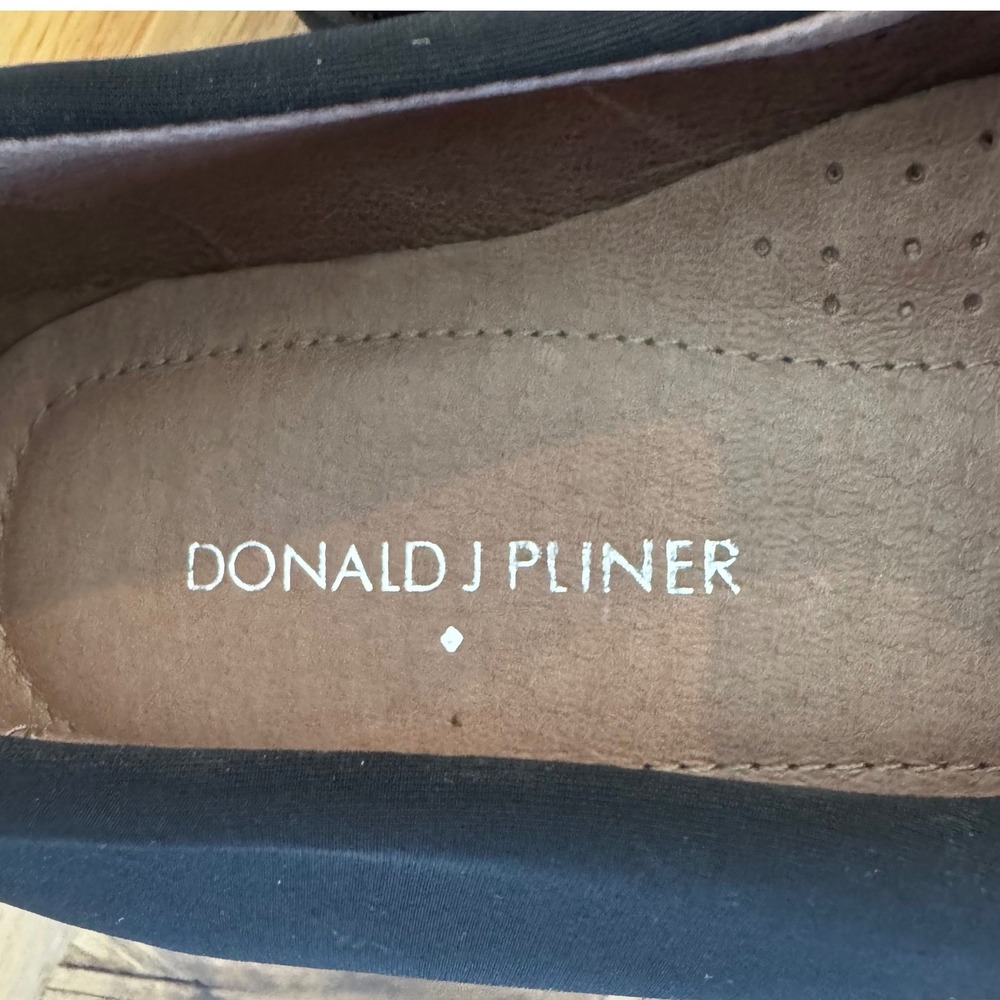 Donald J Pliner Belfast-D Women 9 M Black Textile Leather Pointed Flat Loafers - Picture 12 of 15